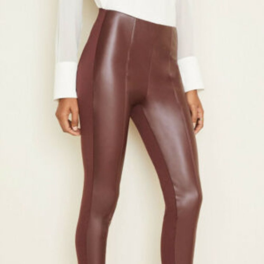 Ann Taylor Side Zip Faux Leather Leggings Wine